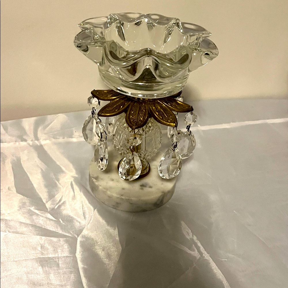 Vintage Elegant  crystal Glass and Brass ash tray
